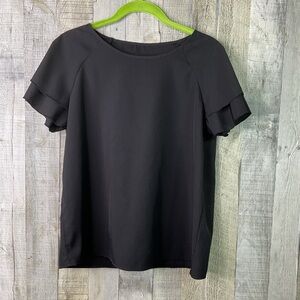 Shein Size 6 Black Short Sleeve Crewneck Cropped Blouse